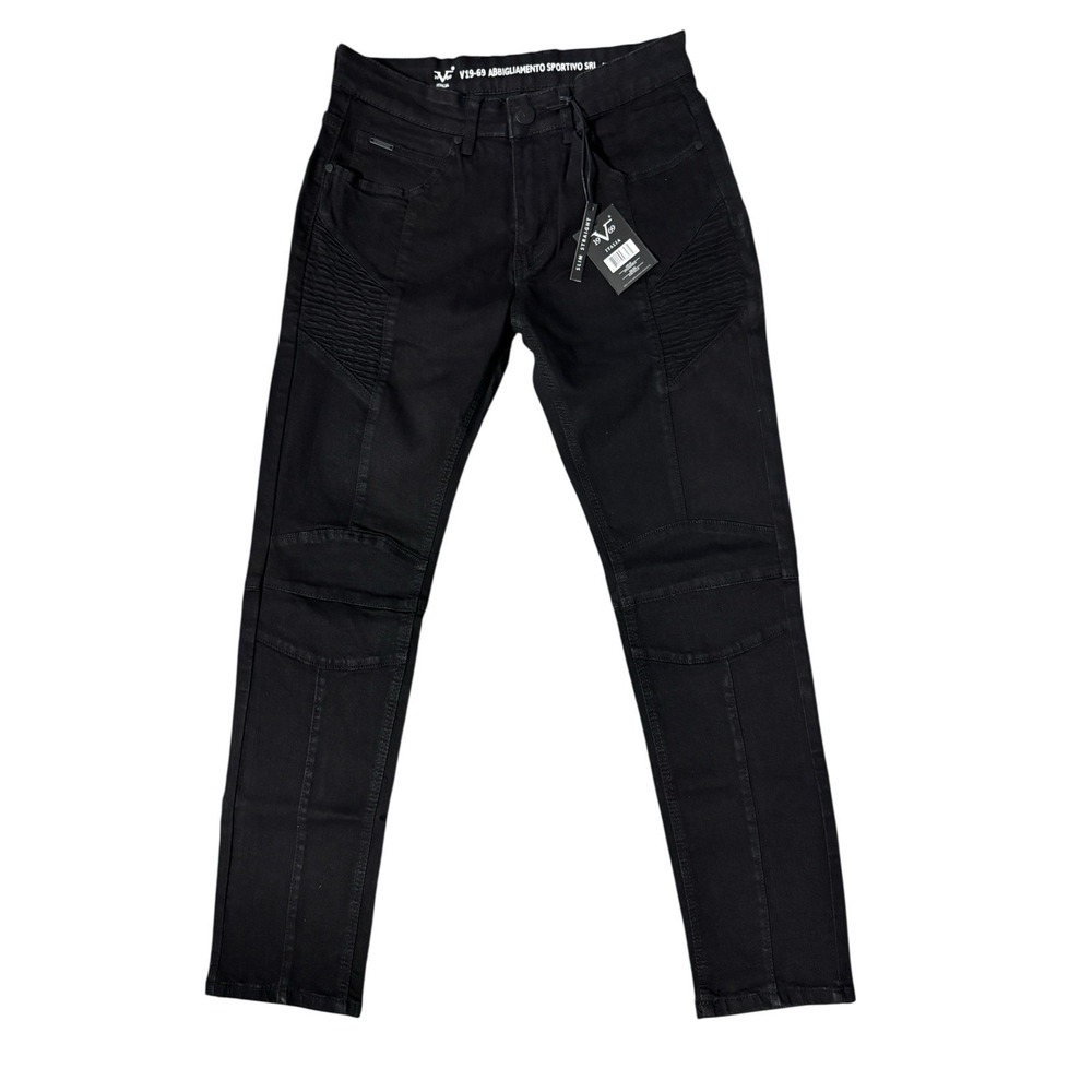 V1969 Italia Slim Straight Black Stretch Jeans W28 L30 New With Tags‎ Designer